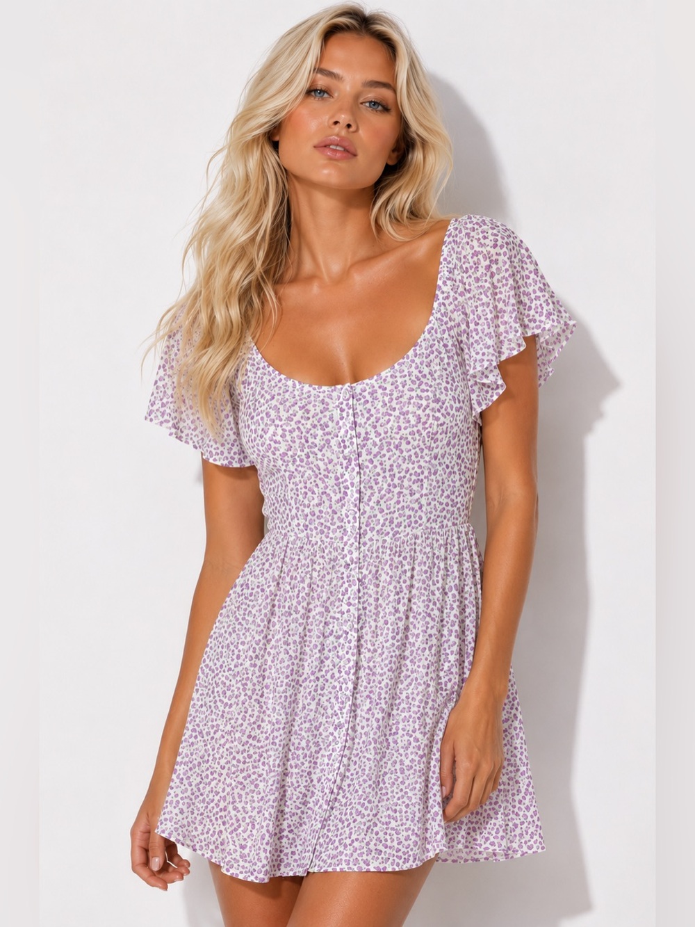 Sienna Sky Floral Mini Dress Coquette Feminine Romantic M Parisian Dainty Whimsy